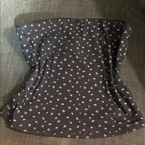 Floral Black Strapless Top